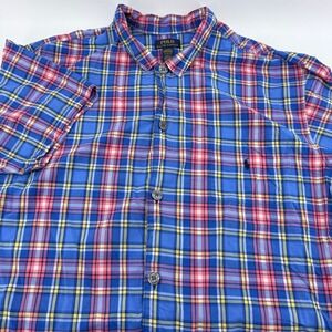 Polo Ralph Lauren Mens XL Blue Plaid Sleepwear Short Sleeve Button Down Shirt